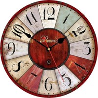 Wanduhr Vintage 30Cm Rot Lautlos Holz Landhausstil Retro FüR KüChe Wohnzimmer