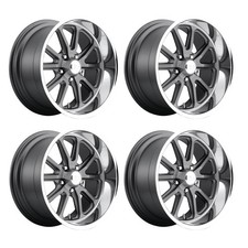 Us Mags 17x717x8 Rambler Wheel Set Mustang 65-73 Textured Gray W Diamon...