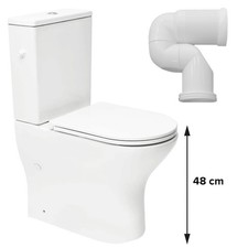 Erhöhtes Stand WC spülrandlos 48cm Spülkasten Softclose WC-Sitz Anschlussbogen