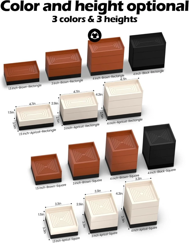 Elevadores antideslizantes para muebles de 4 pulgadas: soporta 1300 libras, perfectos para elevación Foto 4 de 4
