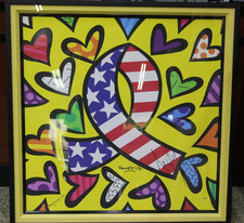 Romero Britto Michael Jackson What More Can I Give Double Signed Framed 9/11 USA