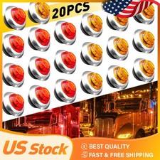 20x Amber Side 3LED Marker Red Clearance Waterproof Lights for Trailer RV Truck