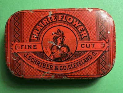 Prairie Flower Fine Cut Rare Early Flat Pocket Tin