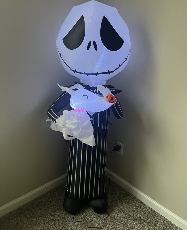 Jack Skellington Inflatable Illuminated Halloween Yard Decor, Free Standing