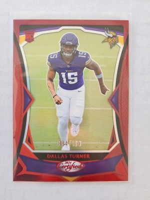 2024 PANINI CERTIFIED DALLAS TURNER RC, RED BORDER, #D 4/100 VIKINGS.