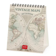 Vintage Maps Easel Desk Calendar 2027, Desk Calendars, Month To View, Gift