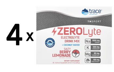 4 x Trace Minerals ZEROLyte, Salty Berry Lemonade - 30 packets (1083,25 EUR/kg)
