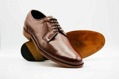New Handmade Derby Brown Lace Up Leather Dress Causal Formal Men Office Shoes