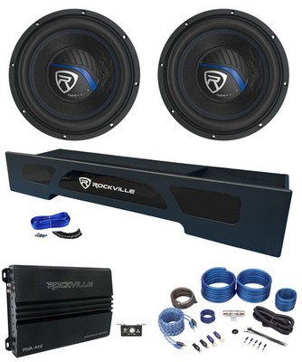 2 Rockville 10'' Subwoofers+Box+Amp For 2009+ Ford F150 Super Crew+17-24 F250/350