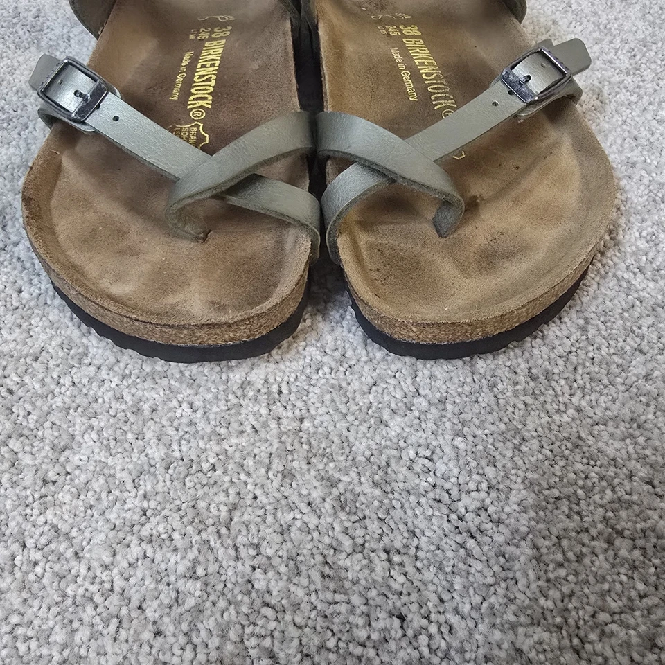 Sandalia Birkenstock Yara para mujer correa verde metálica estrecha talla 38 L7M5 vacaciones Foto 3 de 4