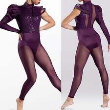 WEISSMAN Elite Dance Costume unitard purple mesh You Don't Own Me SQ12750 LA