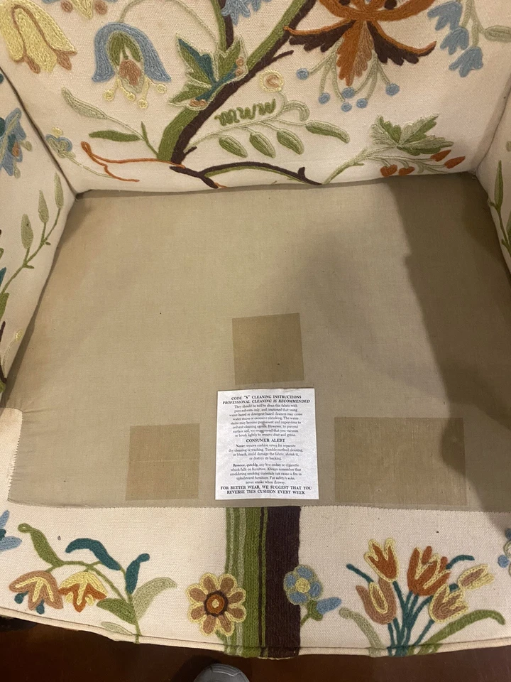 Pair Of Mary Webb Wood, Woodmark Originals Tree Of Life Queen Anne Style Crewel - Image 3 of 4