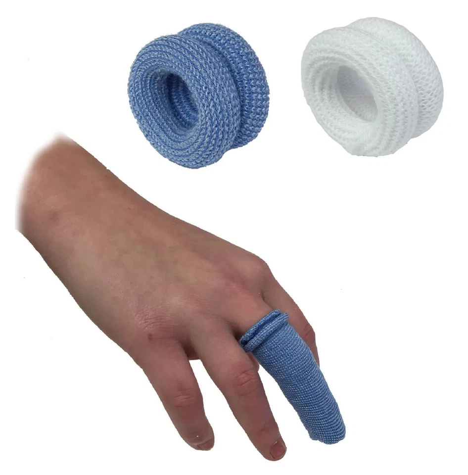 QUALICARE Finger Cot Bob Buddies - White & Blue - First Aid Dressing Catering Tubular