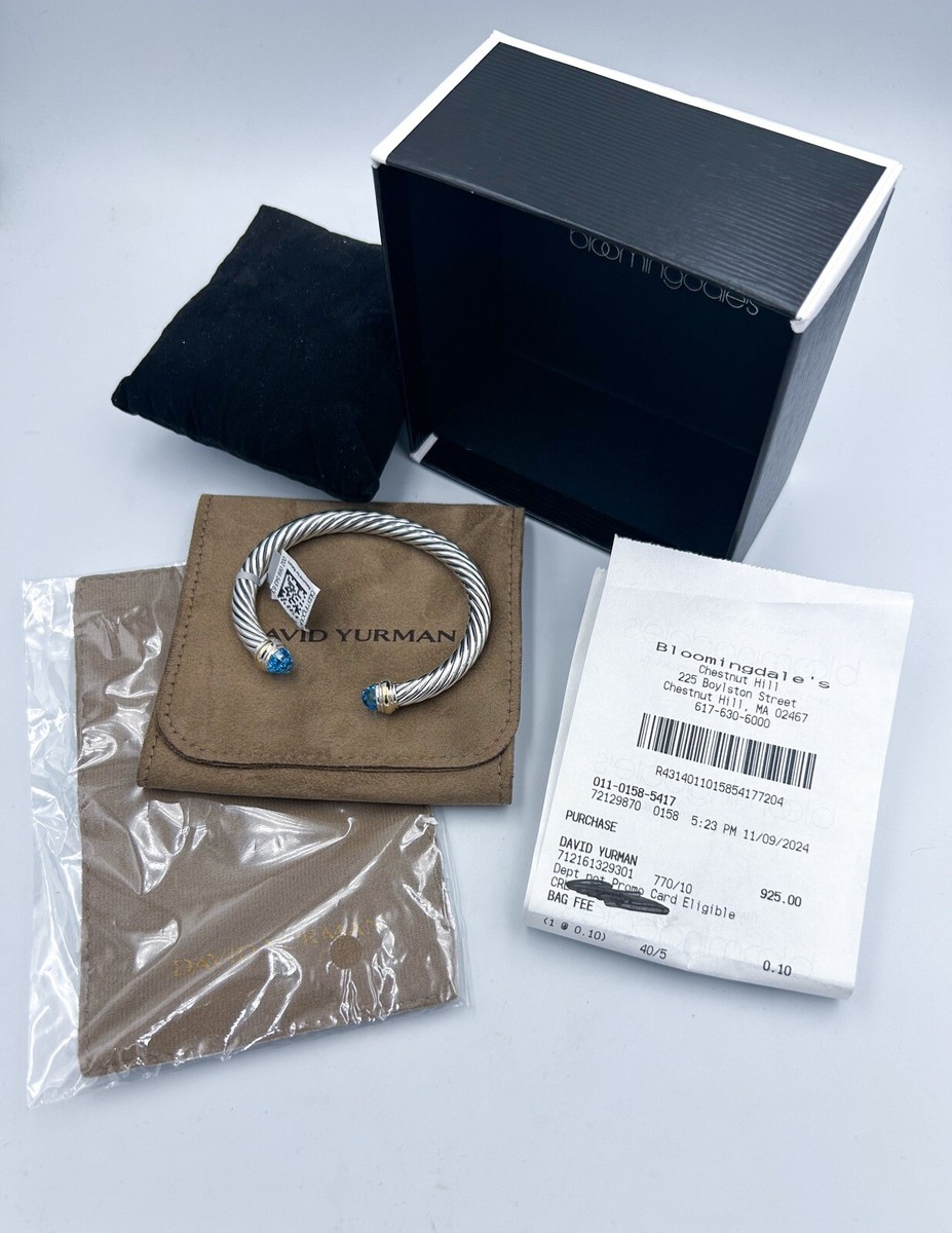 ブレスレット Monday Edition _ Drop Bracelet NIB David Yurman 585 925 Blue Topaz - 7mm Cable Bracelet