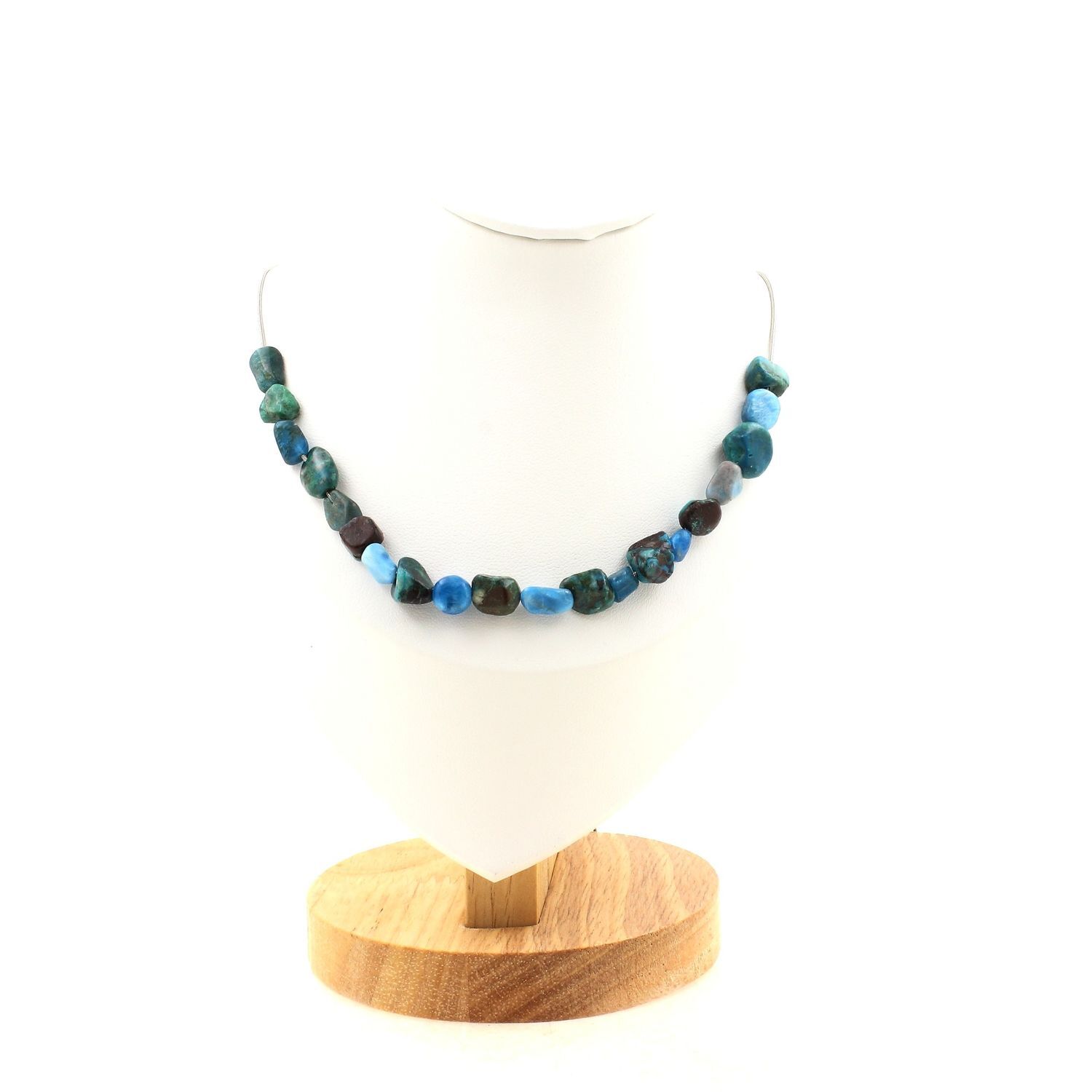 Collier chrysocolle des USA et apatite, le cadeau d'anniversaire idéal pour femme avec écrin