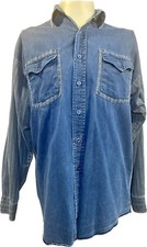 Vtg 80's Panhandle Slim Western Shirt Mens Large Blue Button Up Collared Cowboy