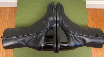 JIL SANDER Italy Black Leather Wedge Ankle Zip Women's Boots