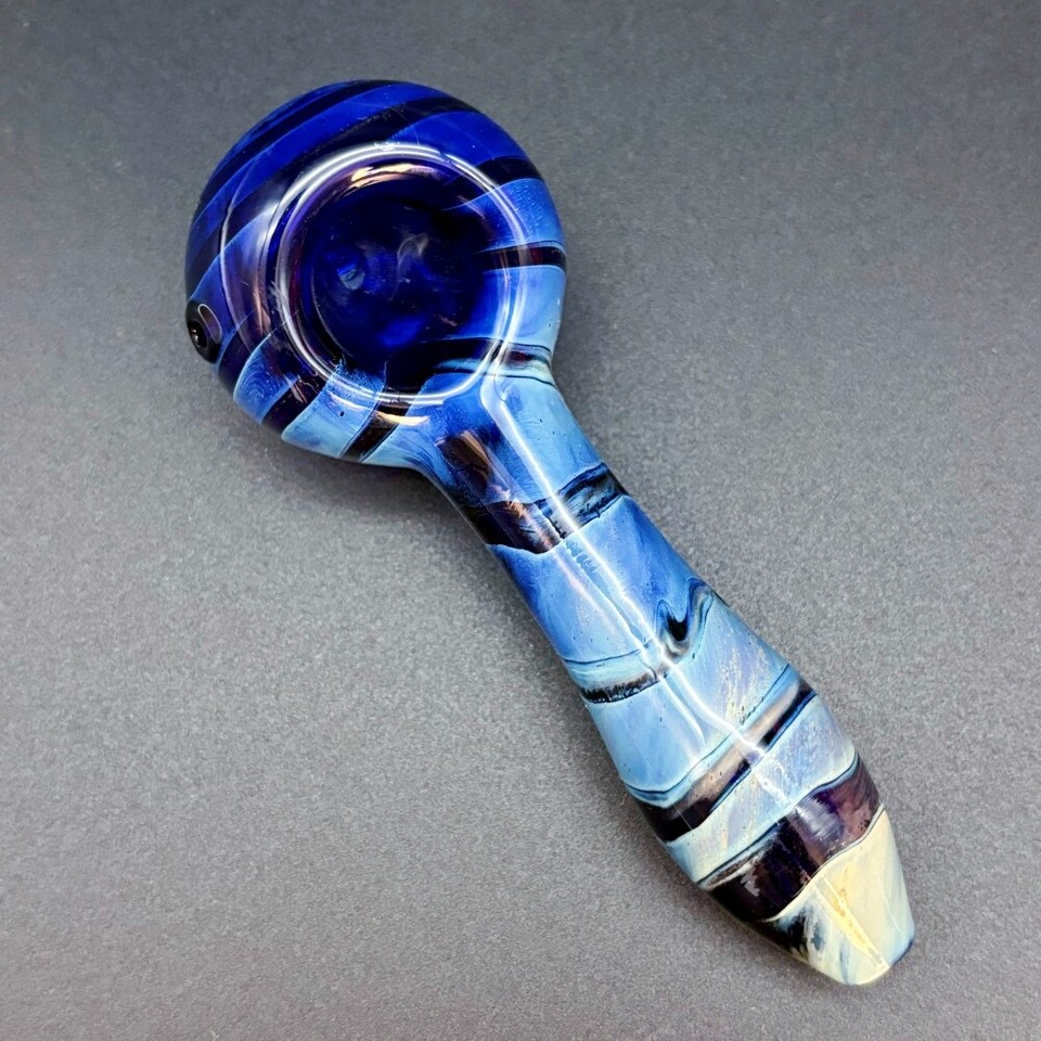 4 Inch Handmade Tobacco Smoking Glass Pipe – Gorgeous Collectible Bowl With Accessories (Blue)