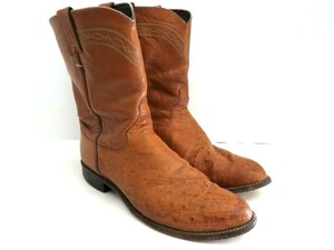 justin full quill ostrich roper boots cognac