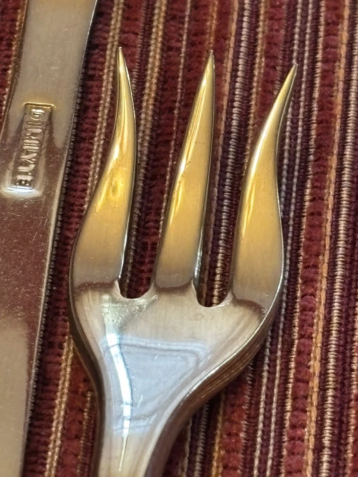 "4 tenedores de cubiertos Dirigold Dirilyte Goldware REGAL cóctel mariscos 6-1/8""" Foto 4 de 4