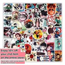 50pcs Waterproof Vinyl Stickers Demon Slayer Anime Luggage Phone Laptop Fridge