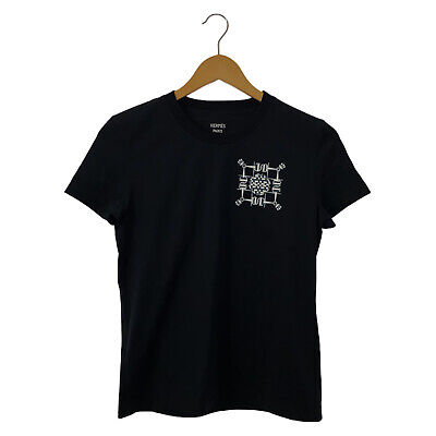 HERMES Short sleeve T-shirt cotton Black Used Women size 34 HERMES Short sleeve T-shirt cotton Black Used Women size 34