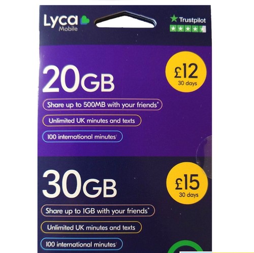 Lyca Mobile SIM Card PAY AS YOU GO 4G Data Trio Sim nano mini PAYG - Zdjęcie 2 z 4