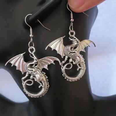 925 Sterling Silver New Fashion Charms Flying Dragon Drop Dangle Hook Earrings
