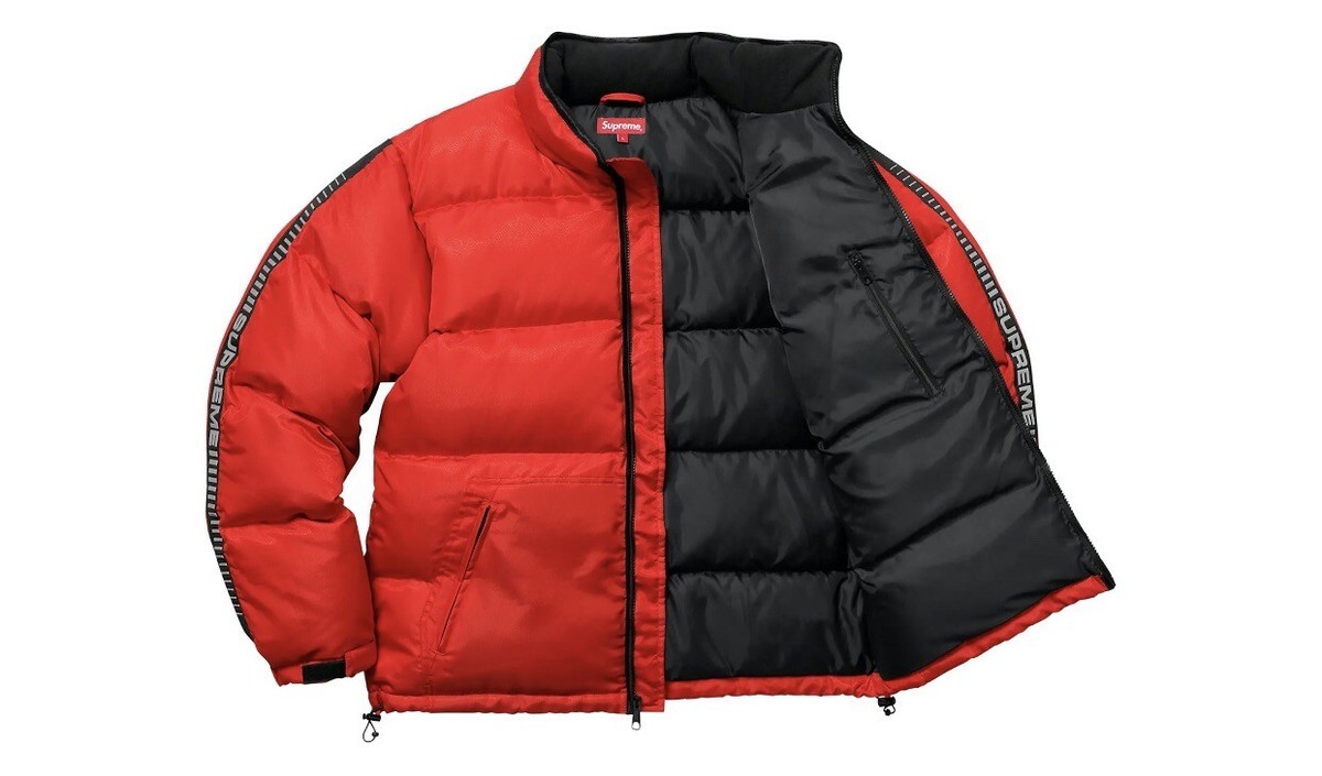 Supreme Reflective Sleeve Logo Puffy Jacket Red Medium FW17 J14  