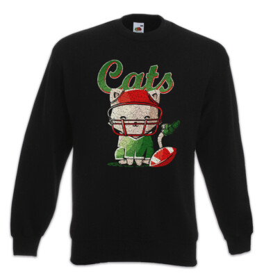 Cats Football Sweatshirt Pullover Cat Love Addiction Addicted Helmet Fun Player