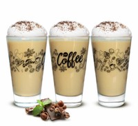 6 Latte Macchiato GläSer 310Ml KaffeegläSer TeegläSer Mit Schwarzem Kaffee-Motiv