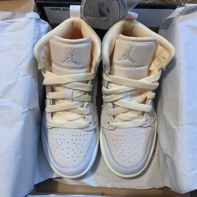 Nike Jordan 1 Mid SE Craft (PS) Size 10.5c White/Neutral Grey-Phantom DQ3724-100