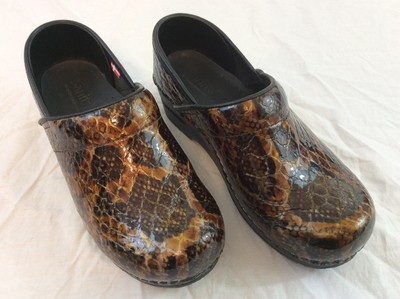sanita snakeskin clogs