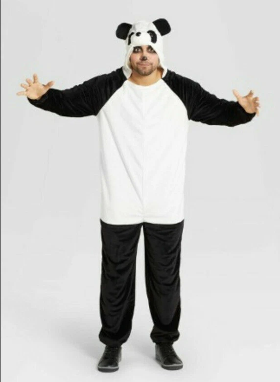 Adult Panda Bear Plush Halloween Costume Jumpsuit Size Medium Hyde
