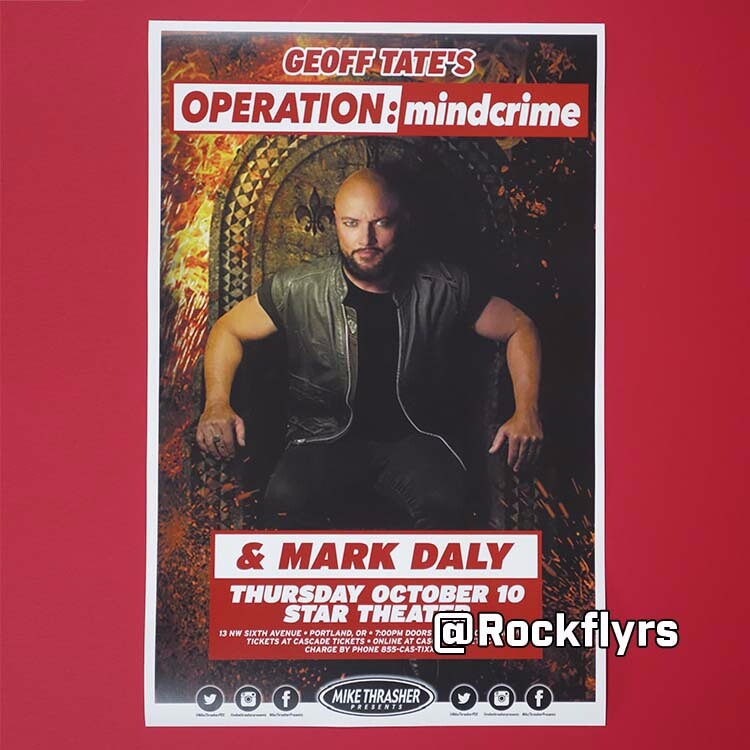 GEOFF TATE'S OPERATION MINDCRIME 2019 Concert Promo 11x17 Street Poster.