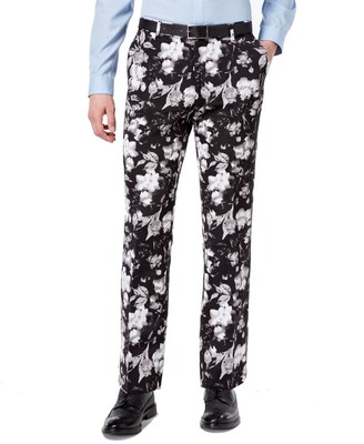 INC International Concepts Men/'s Slim-Fit Ottoman Floral Flat Front Pants $59