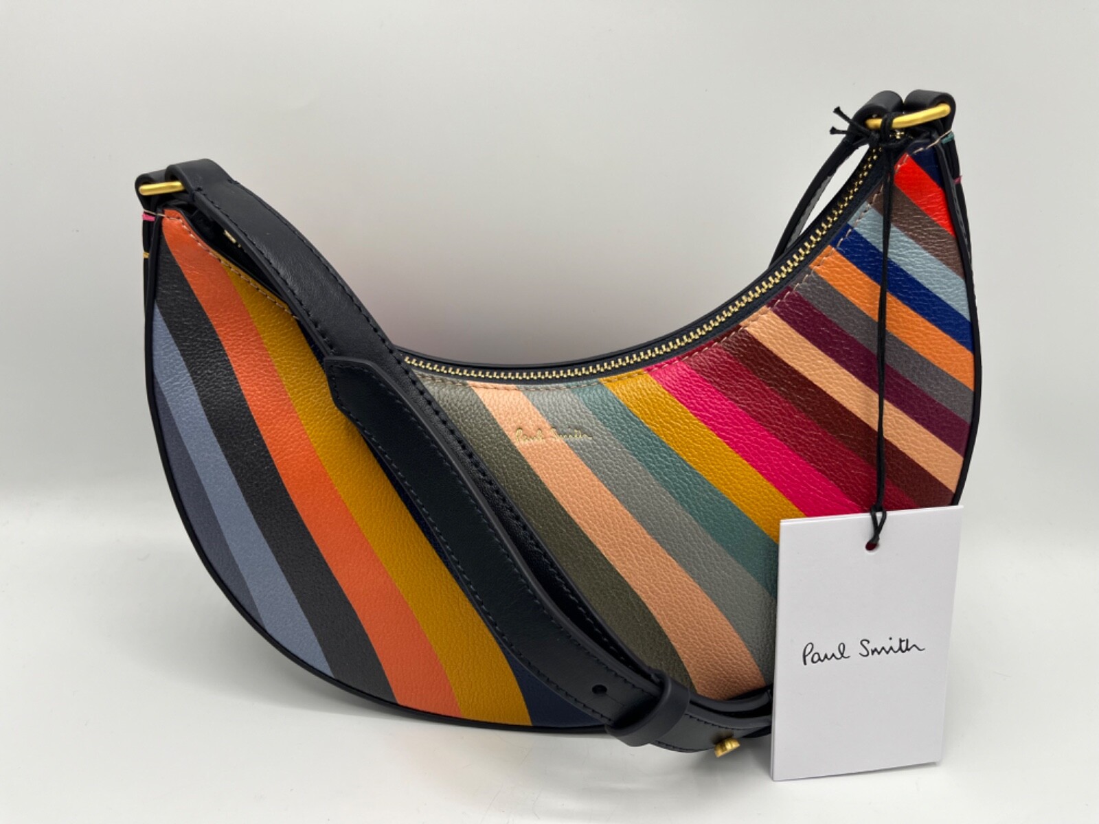 PAUL SMITH SWIRL Women's Leather Crescent Banana Crossbody shoulder BAG