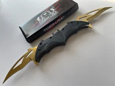 Tiger-USA 12.25" Spring Assisted Double Blade Bat Shape Knife US Flag SJ-1004-F