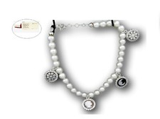 Bracciale Perle in Argento 925 con pietre cammei di ciondoli charms cameo donna