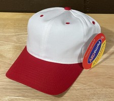 Vintage 90s BLANK New Yupoong Snapback Hat Cap Cherry Red / White Two Tone