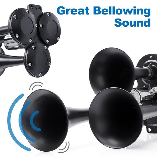 600Db 12v/24v Heavy Duty Train Horn with Triple Trumpet Superior Sound Truck Car - Picture 3 of 12