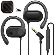 Open Ear Headphones Wired for Laptop PC, 3.5mm Earphones with Mic Over Ear Wi...