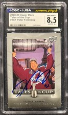 PETER FORSBERG SIGNED 2008 UPPER DECK TALES OF THE CUP TC1 CGC 8.5 AUTO GRADE 10