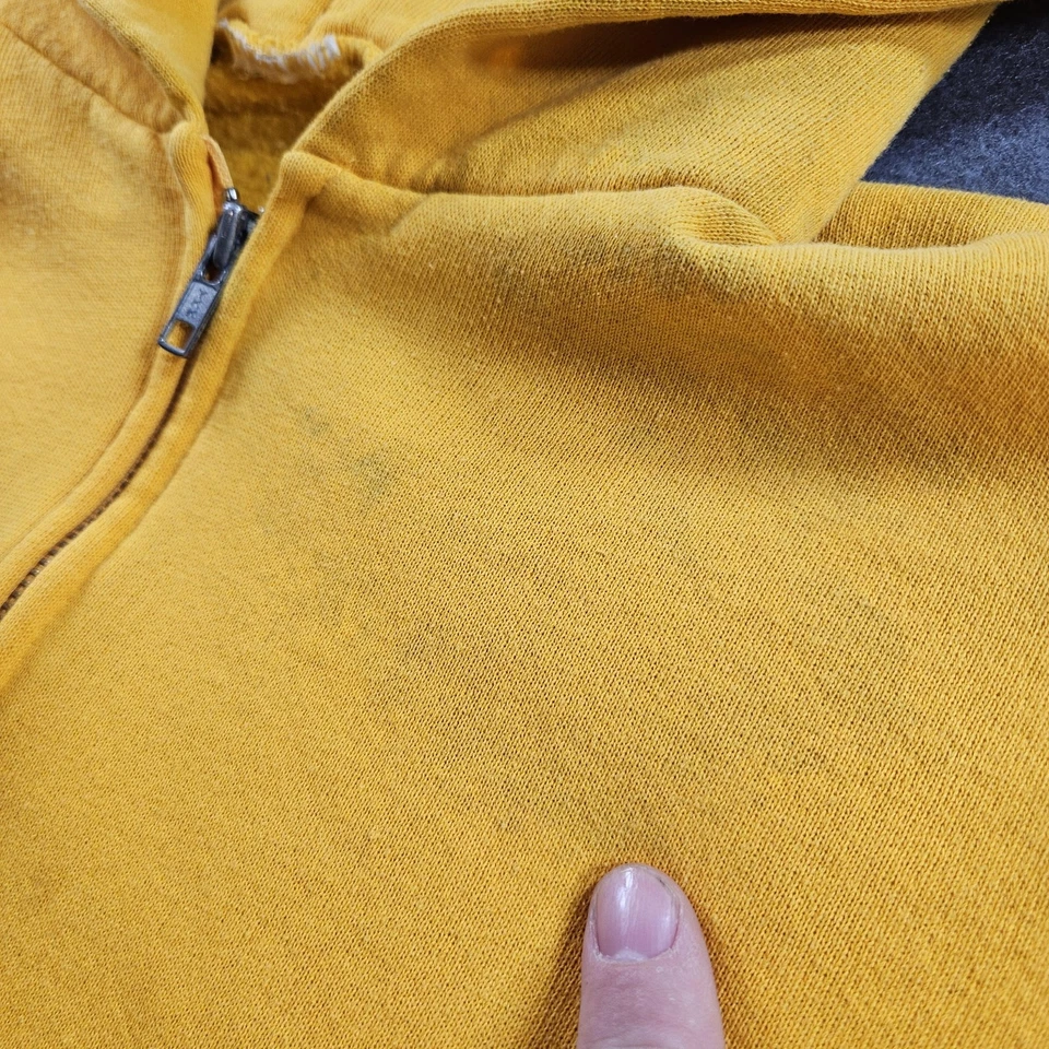 Винтажная мужская спортивная толстовка с капюшоном Russell средний размер большая желтая на молнии 70-е - Изображение 4 из 4