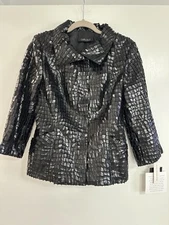 Carlisle Bewitching Faux Croc Glossy Black Coat New w/Tags Snap buttons size 10