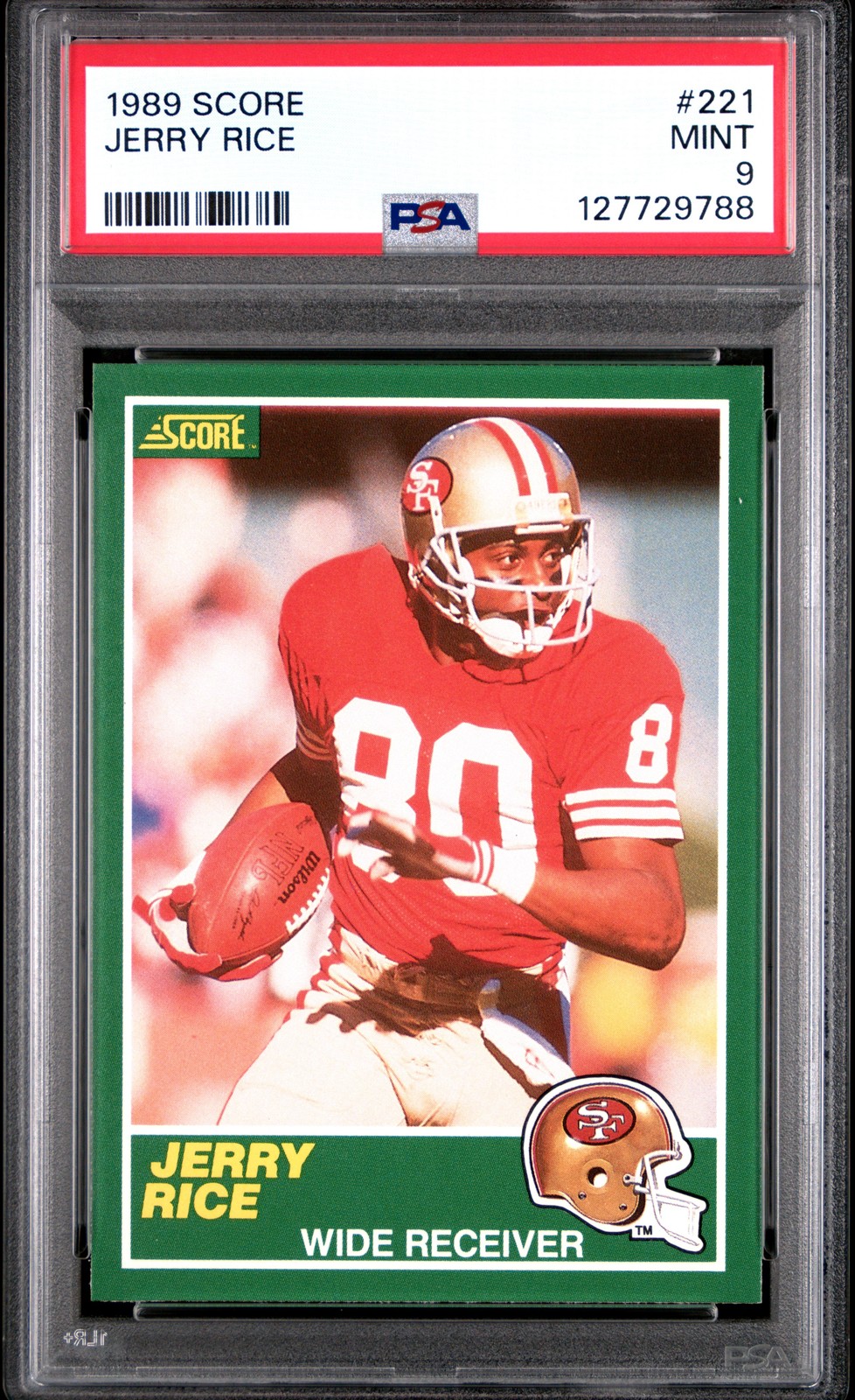 1989 SCORE #221 JERRY RICE PSA 9 view 1