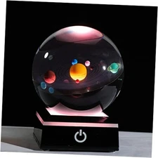 3d Solar System Model Crystal Ball 80mm 3.15inch Colorful Solar System+LED BASE