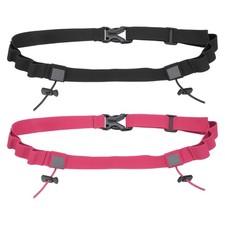 Race Number Belt Running Belts Bib Holder with 6 Gel Loops 2Pcs Black/Rose Red