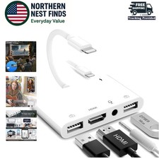 Dual USB & HDMI Adapter for iPhone/iPad - Ess...
