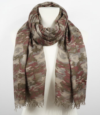 $400 NWT FALIERO SARTI Camouflage w Gold Thread Scarf Made in Italy 53''x75''